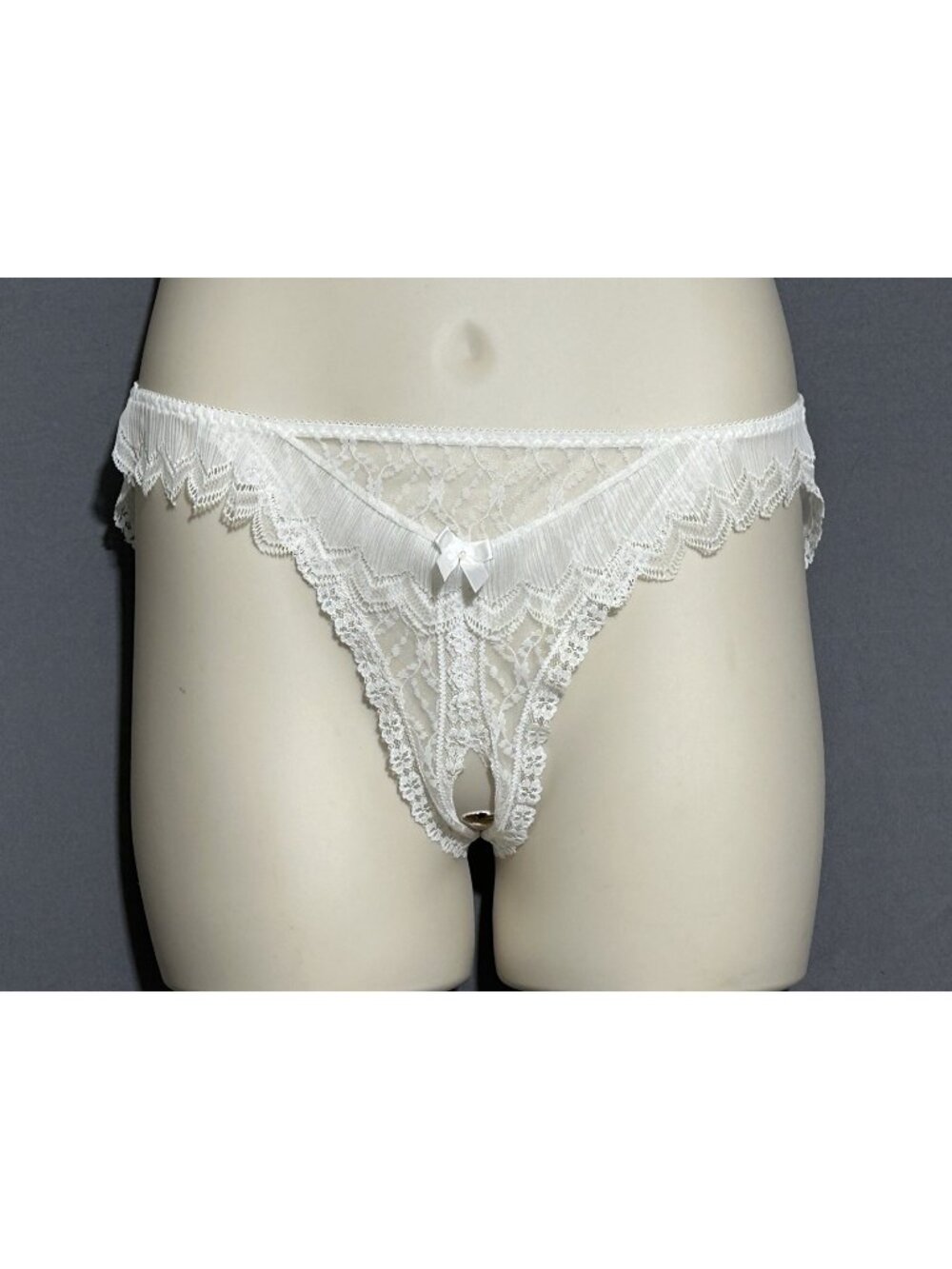 NWOT 90s Frederick’s Of Hollywood Crotchless Panties O/S White Lace Made In USA